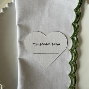 Jeu de cartes en forme de coeur pour baby shower - « Devinez mon sexe » ou « suggestion de nom de bébé » - jeu de révélation de genre - activité de baby shower