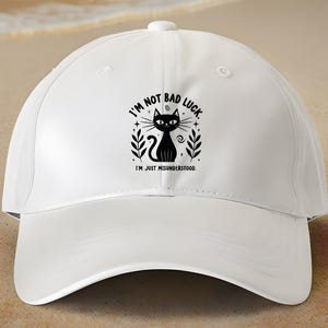 Black Cat Embroidered Dad Cap – Minimalist Aesthetic Hat for Cat Lovers, Cute Cat Gift, Adjustable Baseball Cap, Witchy Cat Fashion