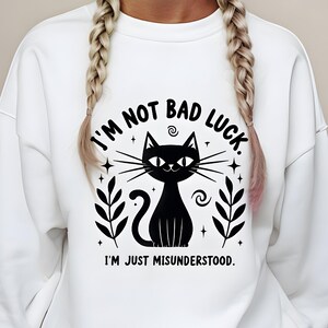 Black Cat Sweatshirt – Funny Cat Lover Crewneck, Cute Unisex Sweater for Cat Owners, Cozy Black Cat Pullover, Gift for Cat Lovers