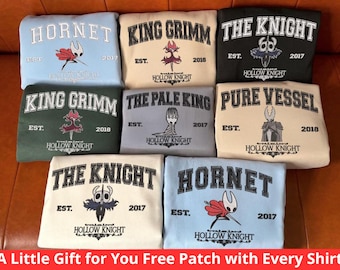 Embroidered Custom Vintage Hollow Knight Silksong Sweatshirt, Hollow Knight Characters Tee, Fan Hornet 2025 Tee,Gift For Gamer ESD835-840.DT
