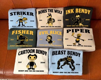T-shirt Ringer Bendy And The Ink Machine - Taille XS - Gris à Motif - Occasion Très Bon état