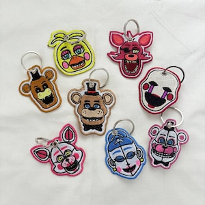 Custom Toy Animatronics Five Nights at Freddys Halloween Embroidered Keychain, FNaF2 The Bite of &#39;87 Keychain, Gift Gamer Halloween OKD012.C