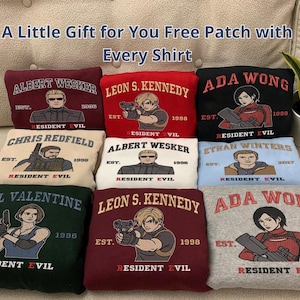 Custom Residence Evil Characters Group Embroidery Sweatshirt, Resident Evil Requiem Halloween Gamer Shirt,Gift For Horror Game ESD525-530.DT