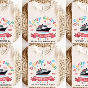 Camisetas de Disney Cruise Line con colores cómodos, camiseta de vacaciones del equipo de Disney Cruise 2025, Disney Magic, Dream, Fantasy, Wish, Treasure PSD087-PSD093