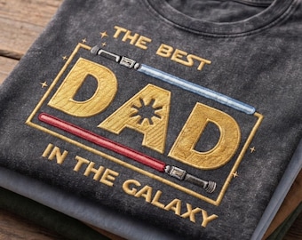 Disney Star Wars Dad besticktes gewaschenes T-Shirt, der beste Vater im Galaxy Shirt, Vatertagsgeschenk, magischer Rundhalsausschnitt, Disney Trip Shirt