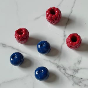 Berry Fridge Magnets: Handmade Blueberry and Raspberry Strong Clay Magnets
