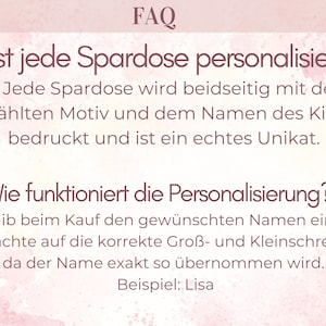 Personalisierte Kinder Spardose mit Namen–Geldgeschenk zur Taufe, Geburt & Geburtstag, Kommunion, Taufgeschenk, Geschenk für Baby und Kinder image 5