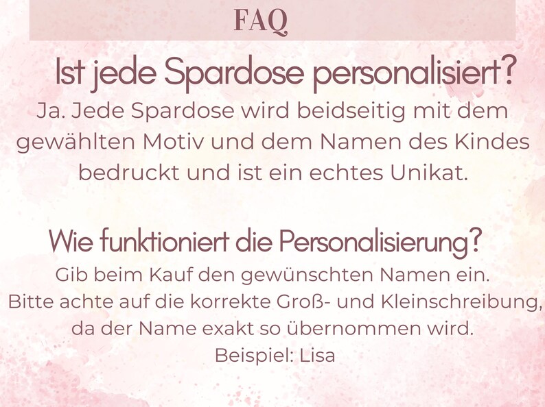 Personalisierte Kinder Spardose mit Namen–Geldgeschenk zur Taufe, Geburt & Geburtstag, Kommunion, Taufgeschenk, Geschenk für Baby und Kinder image 5