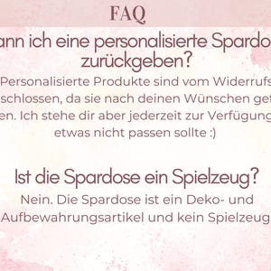 Personalisierte Kinder Spardose mit Namen–Geldgeschenk zur Taufe, Geburt & Geburtstag, Kommunion, Taufgeschenk, Geschenk für Baby und Kinder image 7