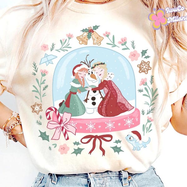 Coquette Bow Frozen Elsa Anna Olaf Disney Christmas Shirt, Mickey's Very Merry Christmas Party, Disney Princess Christmas, Disney Girl Trip