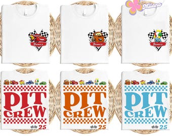 Two-sided Pit Crew Disney Cars Shirt, Lightning McQueen Mater Sally Doc Hudson Cars Land Family Group Matching, Two Fast Cars Birthday Boy