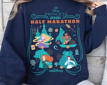 runDisney Disney Princess Half Marathon Weekend 2026 Shirt, Run Disney Princess Rapunzel Belle Moana Merida, Runner 5K 10K Half Marathon Tee