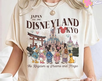 Retro Mickey and Friends Disneyland Tokyo Shirt, Disney Tokyo Japan Trip, Disneyland Family Vacation, Disney Castle Tokyo Girl Trip Matching