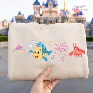 Coquette Bow Disney The Little Mermaid Princess Ariel Shirt, Flounder Sebastian Disney Girl Trip, Prince Eric Ursula Mermaid Birthday Girl image 10