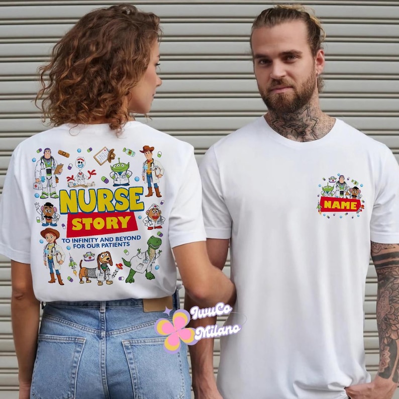 Two-sided Disney Toy Story Nurse Week Shirt, Buzz Lightyear Woody Jessie Nurse Story, Nurse Team, Nursing School Student Graduation Gifts image 3