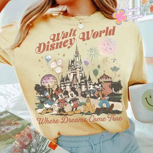 Retro Mickey and Friends Walt Disney World Shirt, Disney Castle Shirt, Magic Kingdom Disney Girl Trip Shirt, Epcot Trip, Family Vacation Tee image 2