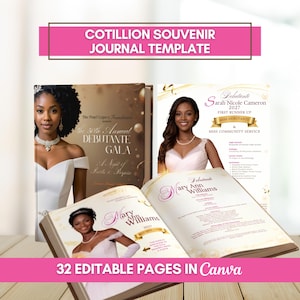 Cotillion Program Template | 31 Page Debutante Ball Program Canva Template | Souvenir Journal & Gala Ad Pages