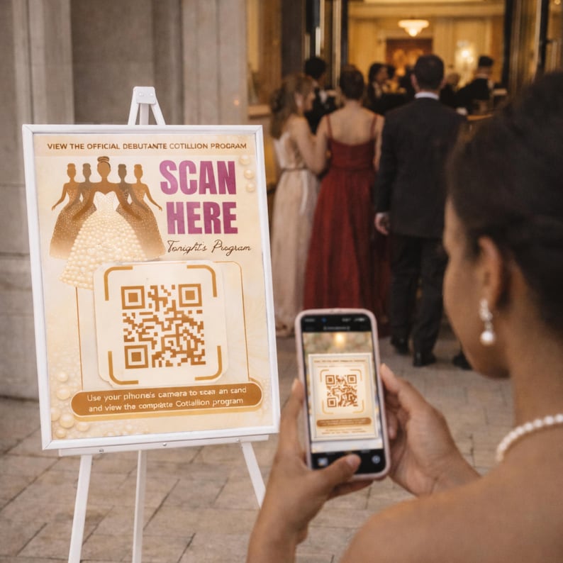 Cotillion Ceremony Program + QR Code Sign | Debutante Ball Program ...