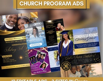 Editable Canva Ad Templates for Church Programs, Cotillions, Galas (Digital Download)
