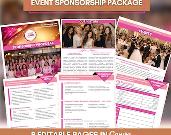 Event Sponsorship Proposal Template | Nonprofit Gala, Cotillion Canva Packet