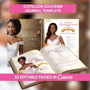 Cotillion Program Template | 32 Page Debutante Ball Program Canva Template | Souvenir Journal & Gala Ad Pages