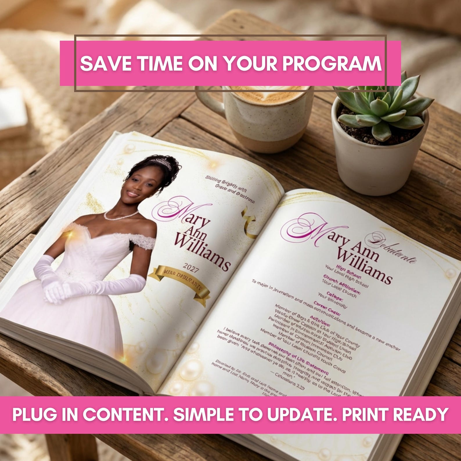 Cotillion Program Template | 32 Page Debutante Ball Program Canva ...