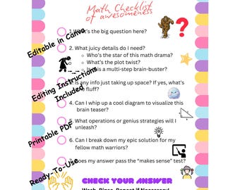 Math Problem Solving Checklist – Printable PDF & Editable Canva ...