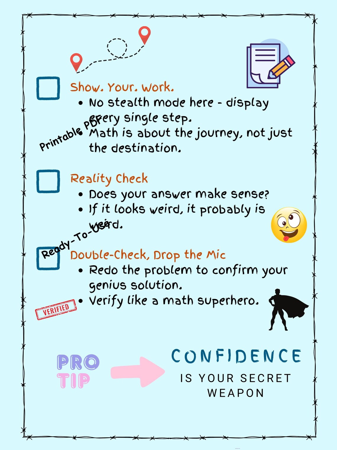 Math Problem Solving Checklist – Printable PDF & Editable Canva ...