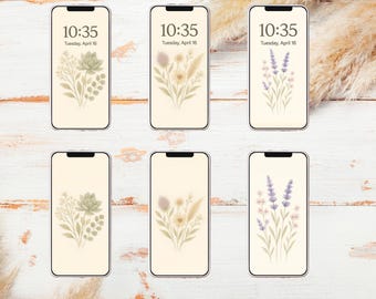 Blumen Handy-Hintergründe: Boho Aquarell Blumenstrauß Set (Digitaler Download)