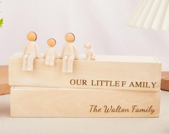 Personalised Choose Your Own Family,Custom Figurine Family Decor with Wooden Base,Anniversary Gift Idea, Personalized Home Décor Gift
