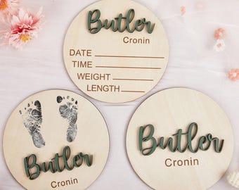 Custom Wood Baby Announcement Sign: 3D Name, Birth Stats