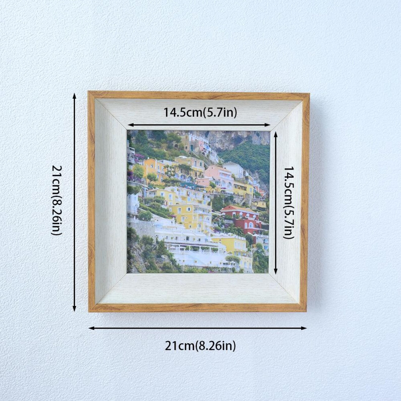 Square-shaped Rustic Wood Grain Picture Frame, Natural Wooden Tabletop ...