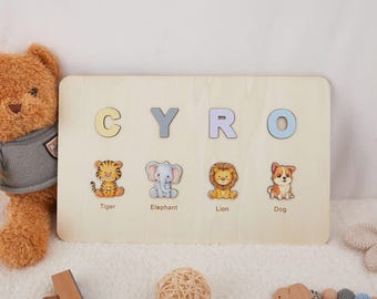 Personalisierte Holzbrett, Montessori Spielzeug für Kleinkinder, Babypartygeschenk, Geburtstagsgeschenk, Lernspielzeug, Geschenk für Kinder, 3 Jahre alt