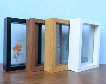 Wooden Floating Frame: Pressed Flower Display, Botanical Decor