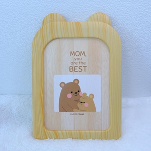 Leuke cartoon 5 x 7 fotolijst, houtstructuur kunststof lijst voor tafelblad of wanddisplay, schattige 7-inch fotolijst, kinderkamer cadeau