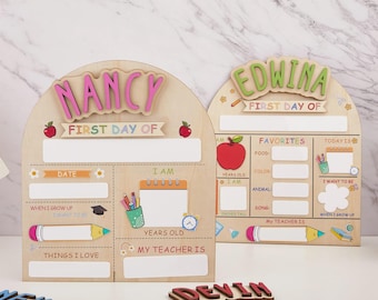 Letrero personalizado para el primer día de clases, Letrero para el primer día de clases, Tablero para el primer día de clases, Letrero de pizarra blanca para el regreso a clases en preescolar