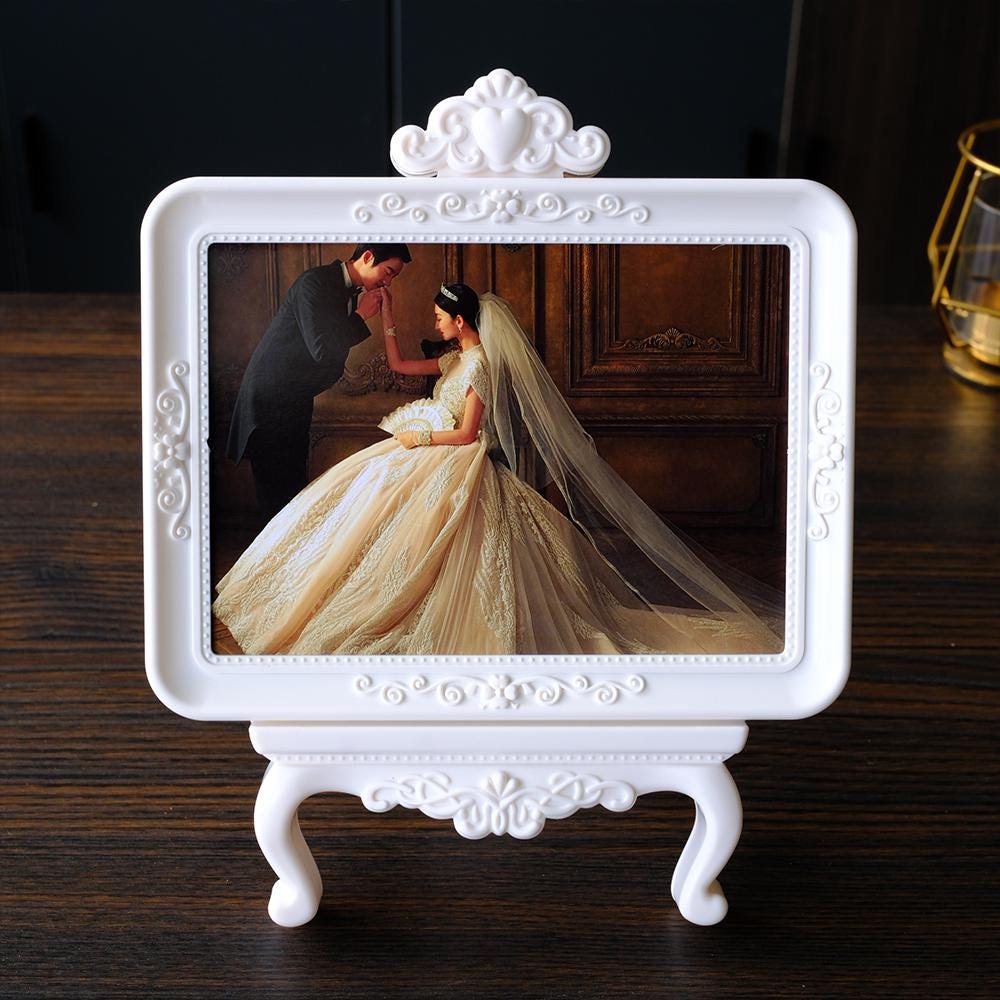 Palace Style Wedding Photo Frame, 5x7 Frame for Bridal Portraits, Romantic Baroque Frame for Tabletop Display, Anniversary Gift for Couple