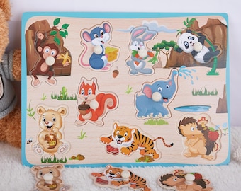 Custom Toddler Wooden Puzzles, Wooden Animal Jigsaw Puzzle, Montessori Toys, Perfect for Preschoolers, 1st Birthday Gift, Baby Shower Gift