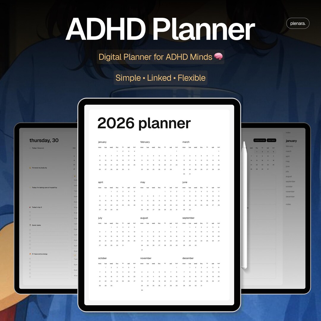 ADHD Digital Planner for iPad | Minimal Hyperlinked Planner | Goodnotes ...