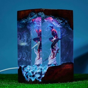 Personalized Super Hero Night light, Custom Hero Resin Lamp, Nightcrawler Room Decor, Bedroom lamp diorama resin epoxy