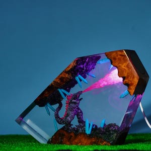 Kaiju Resin Lamp: Atomic Monster Diorama Night Light