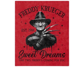 Creepy Freddy Krueger Blanket | Cozy Horror Throw Blanket for Halloween, Movie Nights, and Scary Sleepovers, Unique Gift Ideas