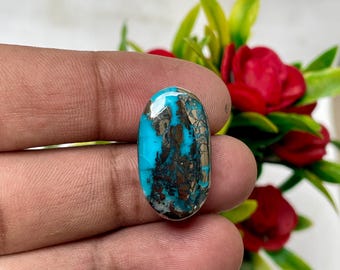 35 Carat AAA Turquoise Cabochon Gemstones Oval Size 13.5x24 For Jewellery Making