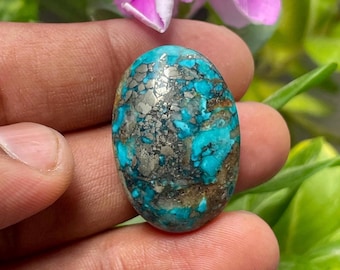 52Carat A Turquoise Cabochon Gemstones  Pirite Natural 100% Jewellery Making