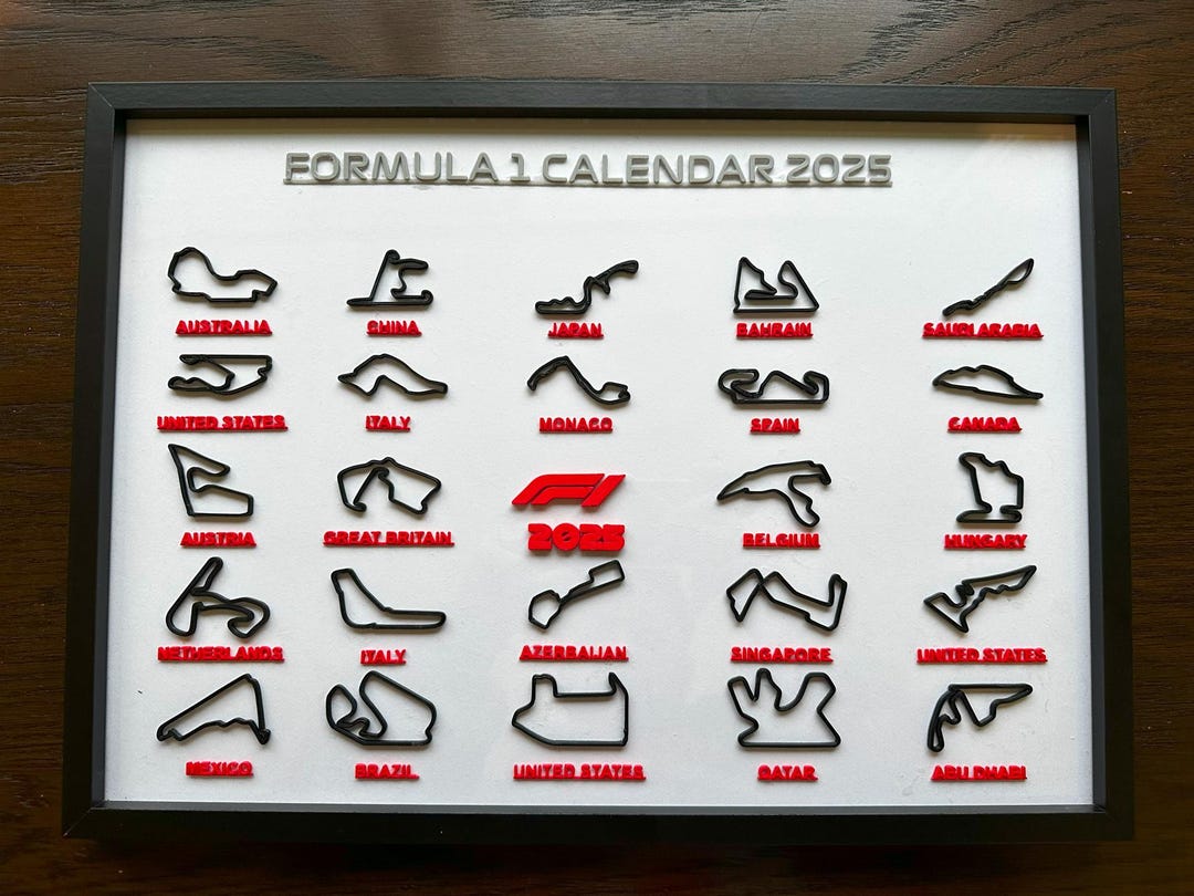 2025 F1 Race Calendar Wall Art Etsy