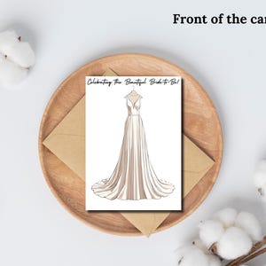 Carte numérique de mariage ou de douche nuptiale, conception de robe de mariée imprimable, cadeau bricolage pour la future mariée, carte de célébration à téléchargement immédiat