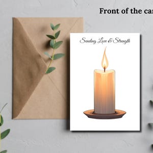 Carte numérique de sympathie, bougie de réconfort imprimable, cadeau de condoléances ou de soutien DIY, téléchargement immédiat, encouragement au deuil
