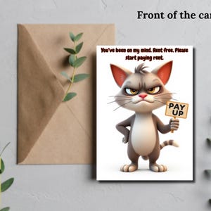 Lustig Denken an Sie digitale Karte, mürrische Katze Rent Free Printable, DIY nur weil Geschenk für Freund, Instant Download File