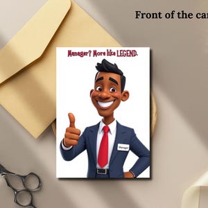 Cartão digital promocional engraçado, design de parabéns para gerente para impressão, presente de carreira faça você mesmo para colega de trabalho ou amigo, arquivo para download instantâneo