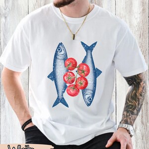 Sardine Shirt, Sardines T-shirt, Coastal T-shirt, French Aesthetic, Coastal Grandma, Oversize, Womens, Mens, Comfort Colors T-shirt, Sardine